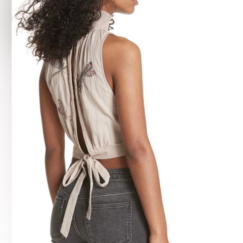 Free People “The garden embroidered crop top” Large. NWT - Picture 2 of 10
